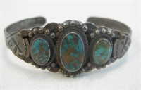 Navajo SS Turquoise Bracelet - Tested