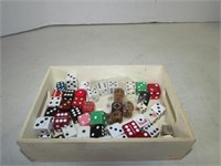 Wooden Box of Various Dice