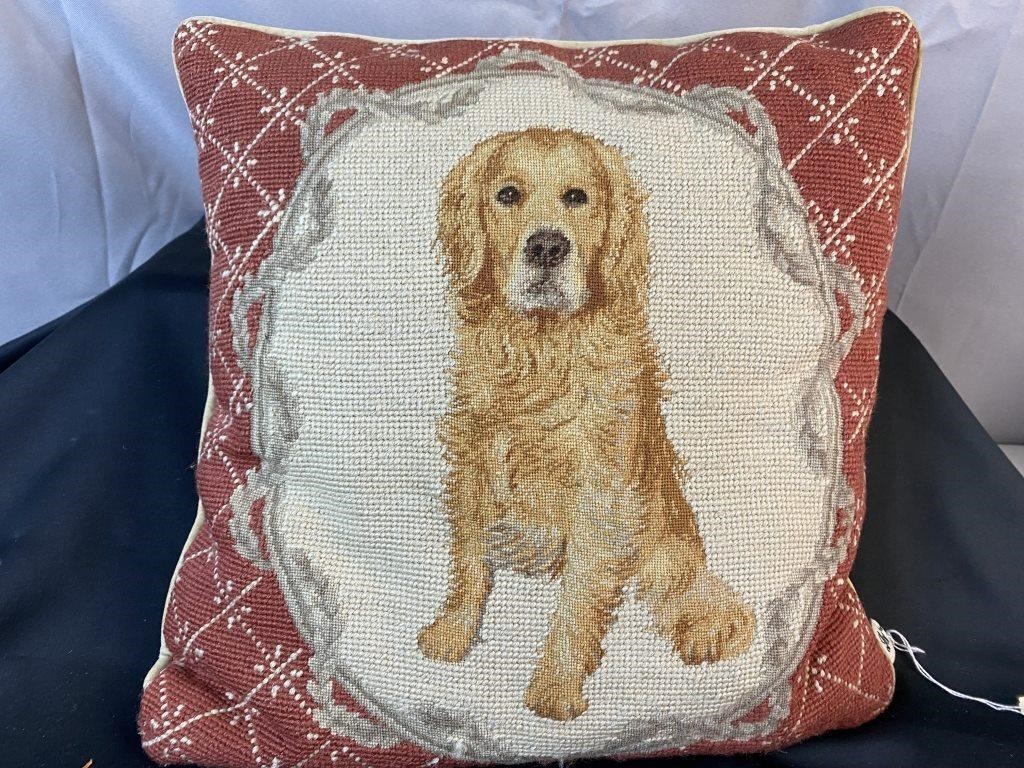 Loie Needle Point Dog Pillow