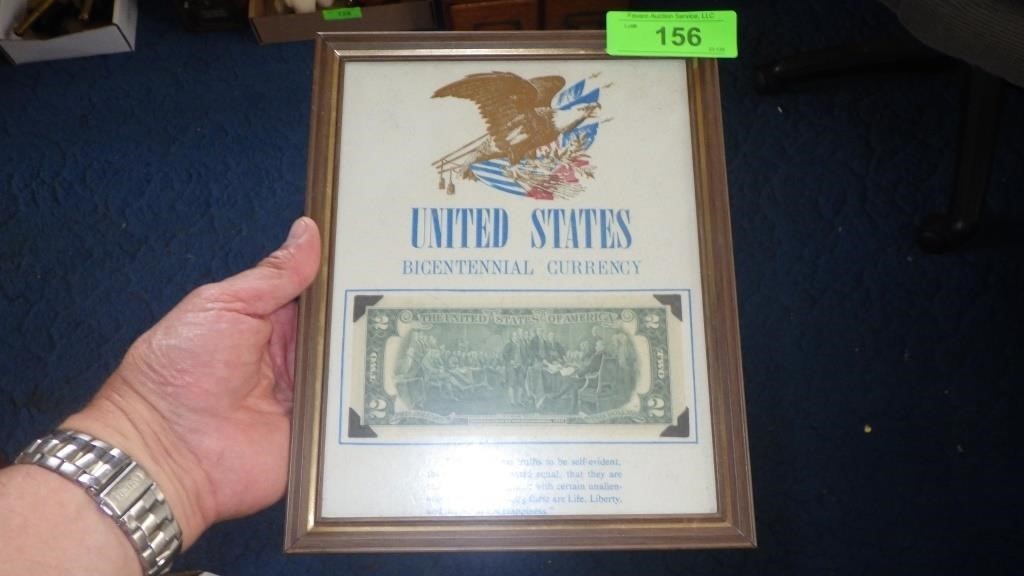 FRAMED 1976  $2 BILL BICENTENNIAL CURRENCY