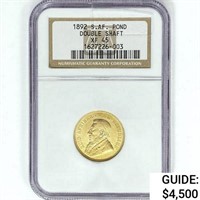 1892 S. AF. .24oz Gold Pond NGC XF45 Dbl Shaft