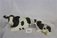 2 POTTERY COWS - 1 IS A BANK