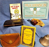 SMOKING PIPE LEATHER POUCH STEAM CAR BOOK LOT