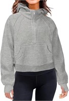 NEW $50 (S) Lined Collar Cropped Hoodie