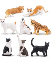 TOYMANY 8PCS Cat Figurines, High Realistic Cat