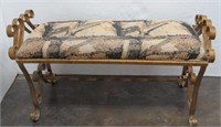 Italian Wrought Iron Scroll Bench w/ Padded Seat