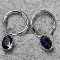 $800 10K  Sapphire Hoop Earrings