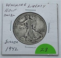 1942 Walking Liberty Silver Half Dollar