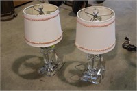 2 Glass & White Table Lamps, estate