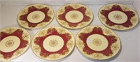 Royal Worchester Set of 6 Red and Gold Plates