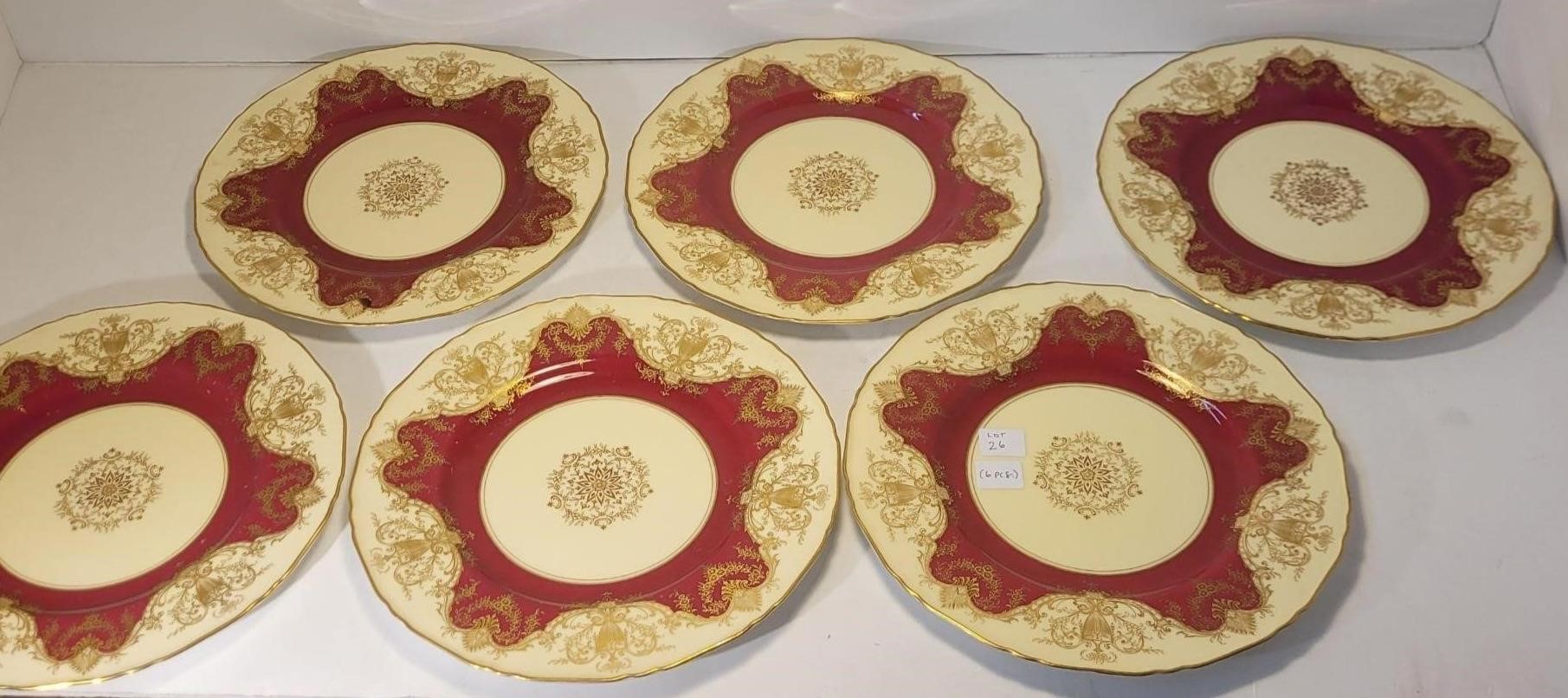 Royal Worchester Set of 6 Red and Gold Plates