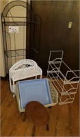 Wicker Shelf, Metal Stands, Wood Stool & more