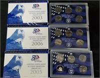 3 US Mint State Quarter Proof Sets