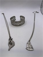 PEWTER BRACELET & NECKLACES LOT