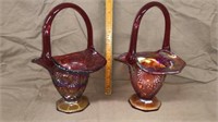 2 amberina glass baskets (1 w/base chip)