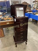 DARK FINISH EIGHT DRAWER JEWLERY ARMOIRE