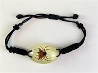 Leather Bracelet/Lucite Spider (Real Bug)
