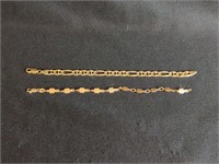 (2) 14 KT - 7 INCHES GOLD BRACELETS