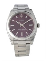 Rolex Oyster Red Grape Dial Automatic Watch 34mm