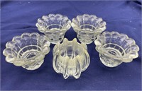 5 Vintage Clear Glass Candle Holders