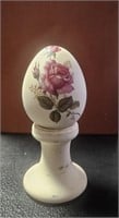 Vintage Art Glass Egg Paper Weight with Stand