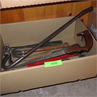 FULLER 14" PIPE WRENCH, HAMMERS, HAND SAWS, ETC