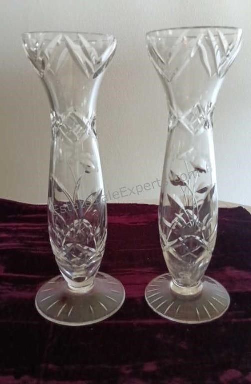 Pair of Crystal Bud Vases