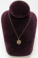 14K YELLOW GOLD NECKLACE & PEARL PENDANT: