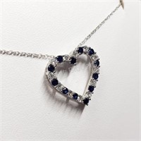 Sterling Silver, Created Sapphire Necklace