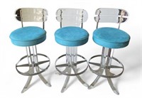 Set of 3 Charles Hollis Jones ? Lucite Barstools.