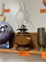 Antique Wooden Oil Lamp