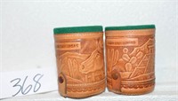 Pair of Liars Dice Cups - Game _ Leather w/ Felt