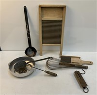 Kitchen Items, Utensils, Washboard, etc.