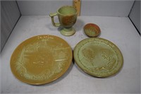 Frankoma green ware - 4 pcs - including golden