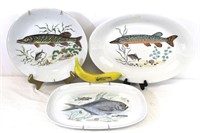 3 Bareuther, Cmielow, JWK Bavaria Fish Platters