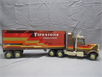 Vintage Firestone Metal Die Cast Tractor Trailer