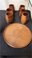 Wooden plate with 6 barrels drinks
