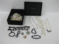 Lidded Box w/ Assorted Fashion Jewelry