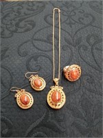 Necklace/earring/ring set.