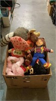 Box full of vintage toys includes Garfield, a