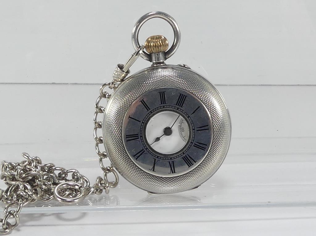 STAMPED 935 POCKET WATCH AND FOB