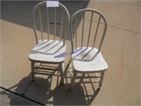 2 bow back chairs, painted