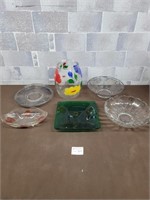 Colour and clear glass dish mix lot