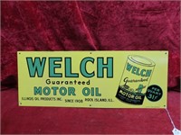Welch Motor Oil metal sign. Rock Island, Illinois