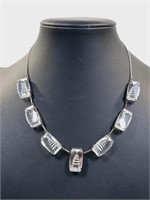 Vintage Sterling Reverse Carved Crystal Necklace