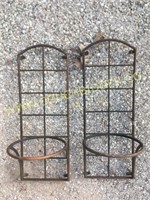 Pair of rod iron wall flower pot holders/planters