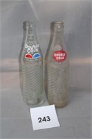 2 EARLY DOUBLE SIDED COLA BOTTLES