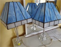 2 Lamps w/ Slag Glass Shades