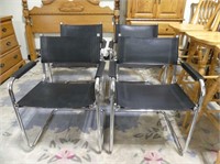 4 MART STAM STYLE CHROME/LEATHER CANTILEVER CHAIRS