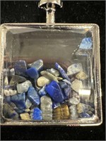 Sterling silver 1" square glass  filled with